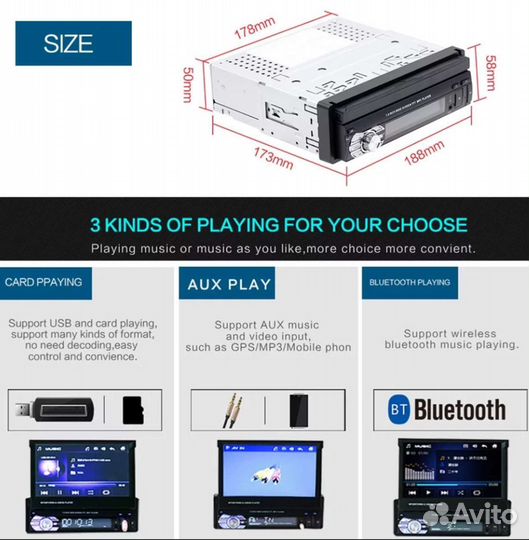 1din Автомагнитолы с выдвижным экраном,новые