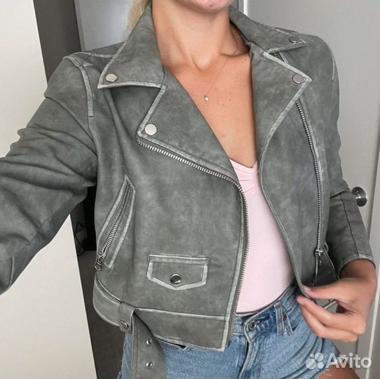 Кожаная куртка косуха женская