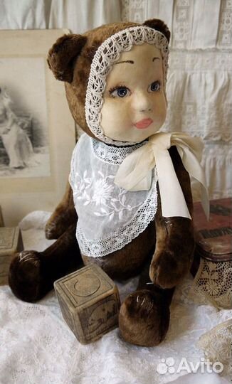 Авторские теддидоллы из антикварных тканей