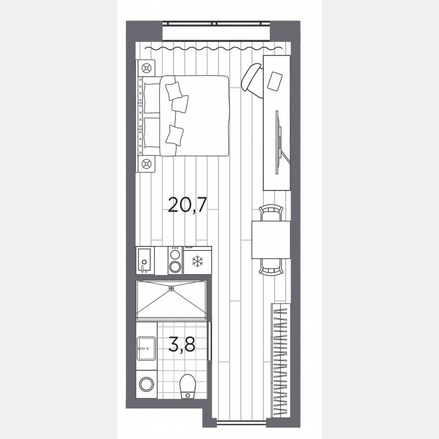 Апартаменты-студия, 24,5 м², 3/13 эт.