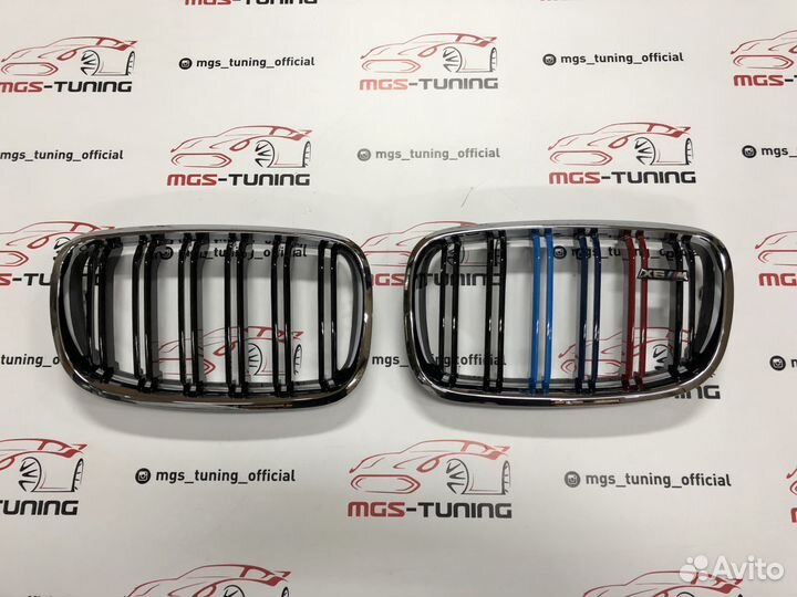 Решетка в BMW Х6 е71 в стиле Х6 М хром + триколор