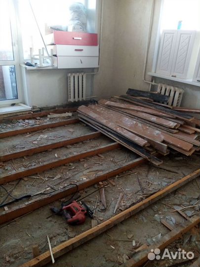 Демонтаж полов, стен, перегородок, плитки