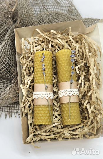 Эко набор из восковых свечей и меда