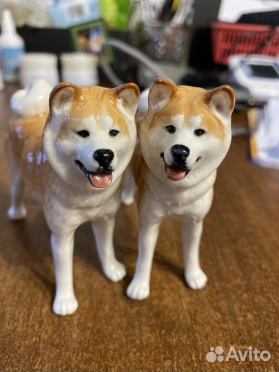 Акита фарфоровая статуэтка собаки Сувениры