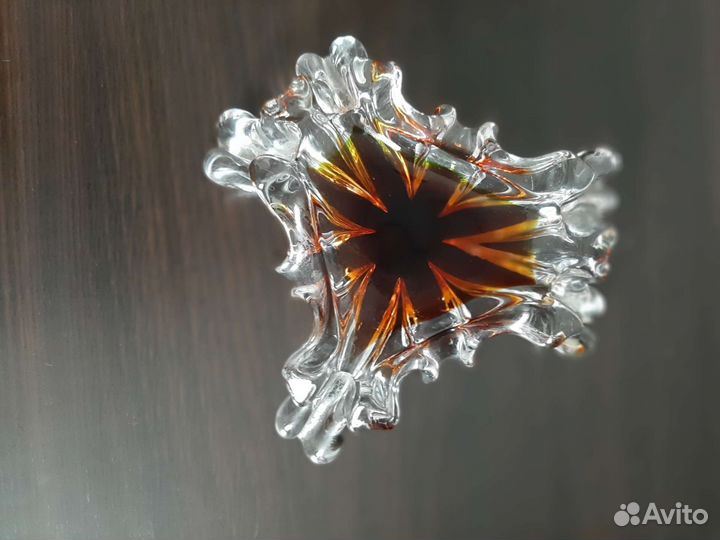 Пепельница СССР чешское цветное стекло Богемия