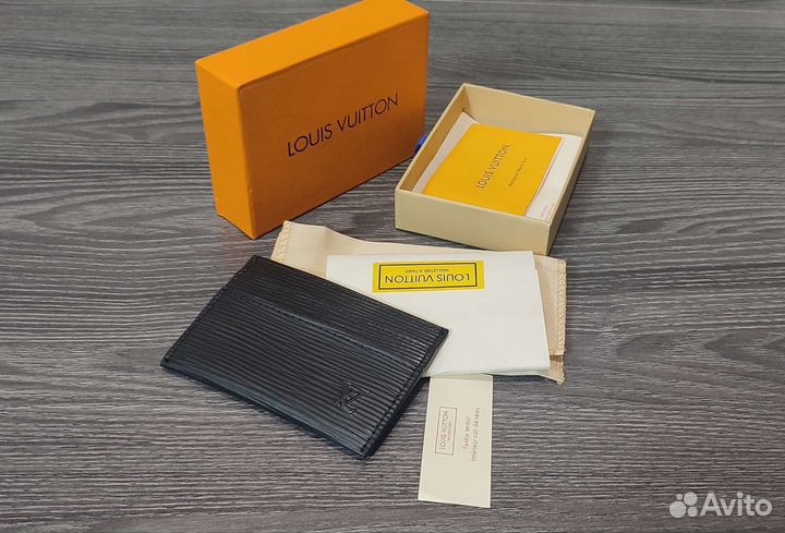 Кардхолдер мужской кожаный LV epi black новый