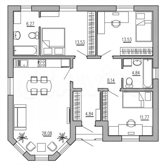 Дом 95 м² на участке 8 сот.