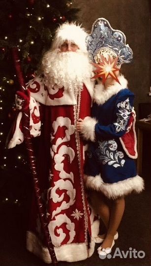 Новогодний костюм деда мороза, снегурочки