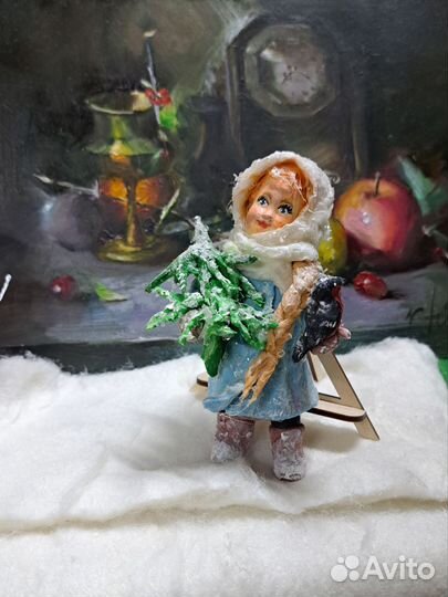 Авторская ватная елочная игрушка