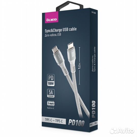 Кабель Type C-Type C 1.2m 100W Olmio #374344