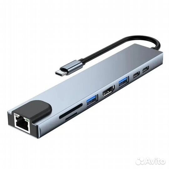 USB HUB type C 8 в 1, переходник hdmi 4K