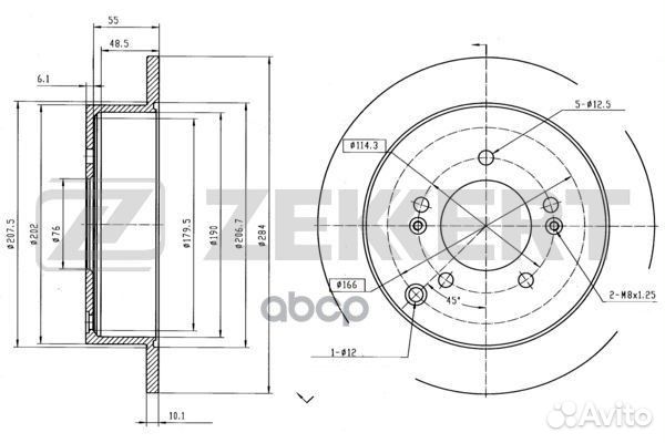 Диск торм. зад. Hyundai ix35 10- Santa Fe I 01
