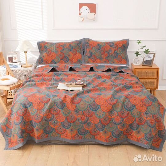 Плед 200х230 покрывало из 100% хлопка с наволочкам