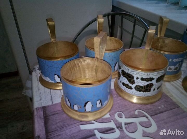 Старые подстаканники с эмалью из времён СССР