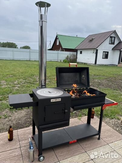 Мангал с печью под казан