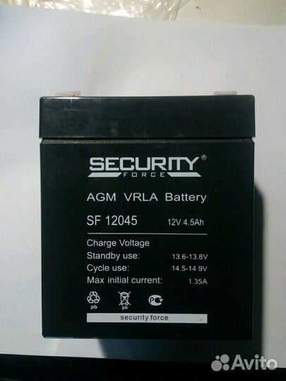 Аккумулятор 12 Вольт 4.5 А/Ч