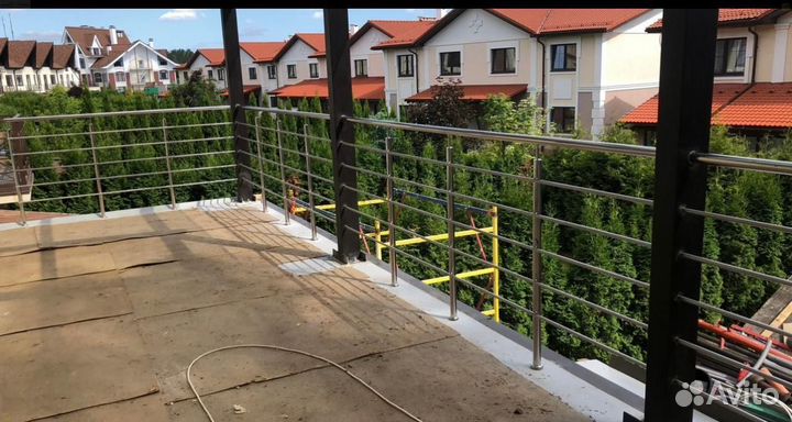 Перила из нержавеющей стали с пвх и стеклом