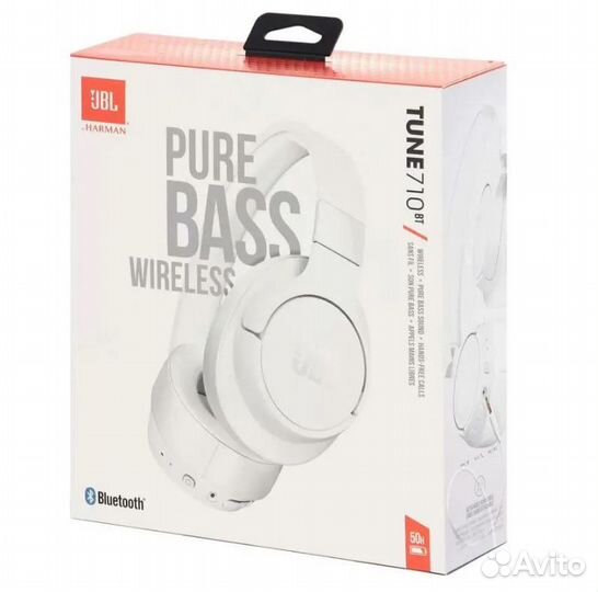 Наушники JBL Tune 710BT, Bluetooth, накладные, бел