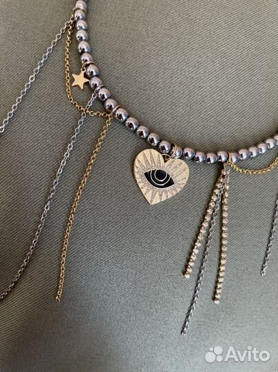 Колье чокер из гематита Poison Drop ручная работа