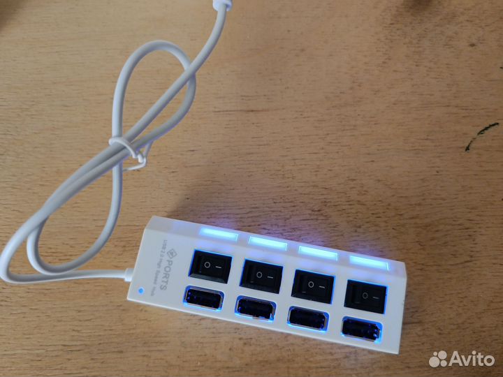 USB Hub 2.0 с выключателями на 4 порта с кабелем 4