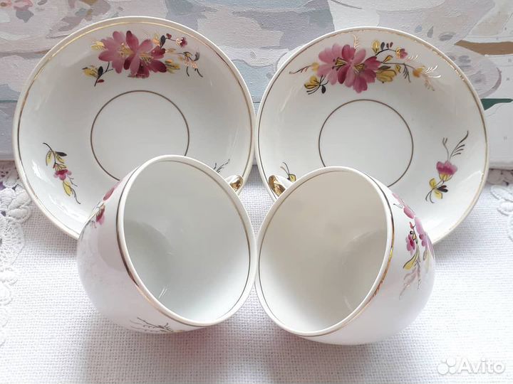 Чайная пара Мальва фарфор Вербилки живопись