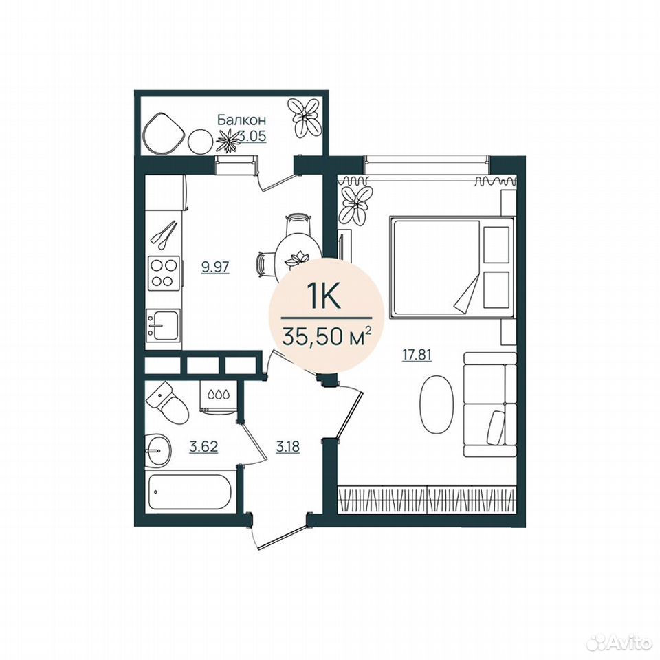 1-к. квартира, 35,5 м², 8/12 эт., Херсон