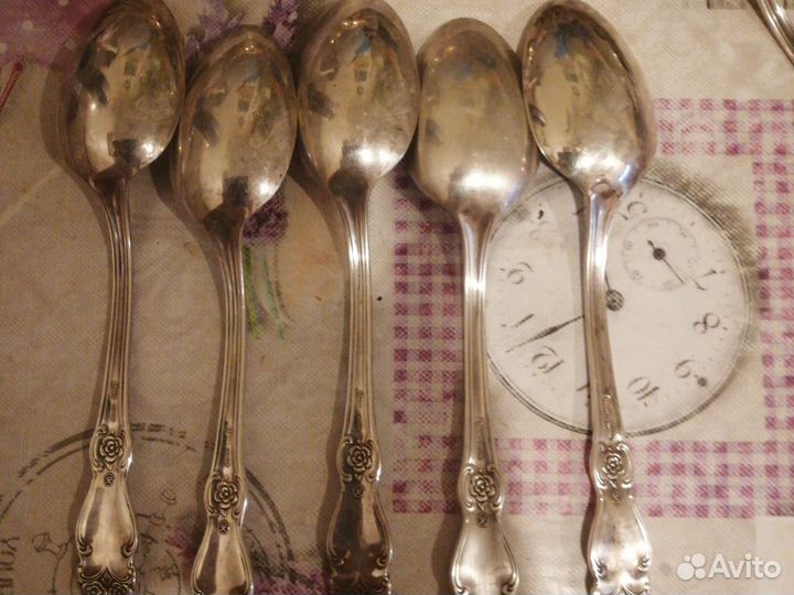 Столовые ложки мельхиор СССР, мнц, 5 штук