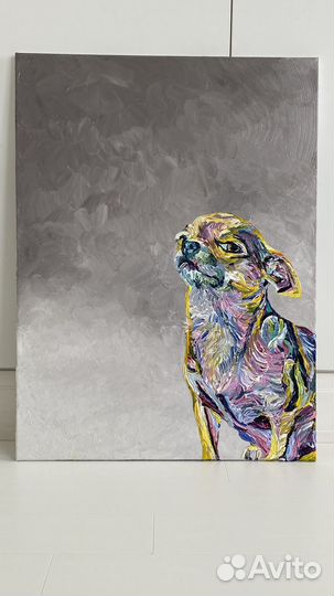 Портрет любимца по фото на холсте под заказ