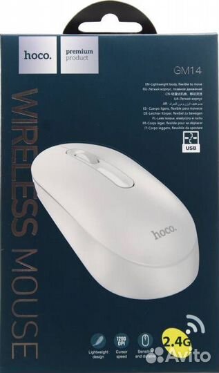 Мышь беспроводная hoco GM14 Platinum, USB.Белая