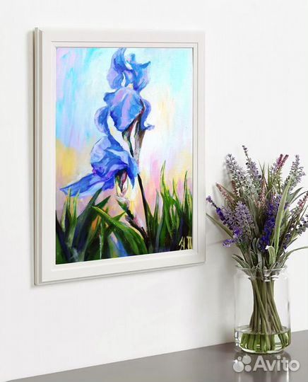 Картины Ирисы холст на картоне акрил 30 х 40 см