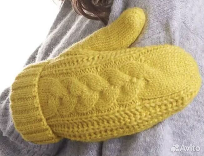 Шапка снуд и варежки женская