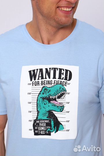 Футболка Wanted - голубой. Оптом