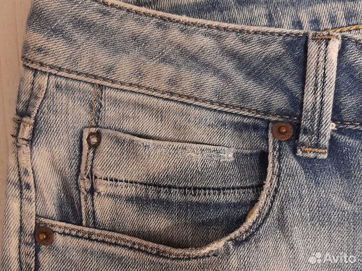 Голубые рваные женские джинсы Zara Denim размер M