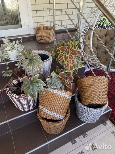 Кашпо для цветов из ротанга