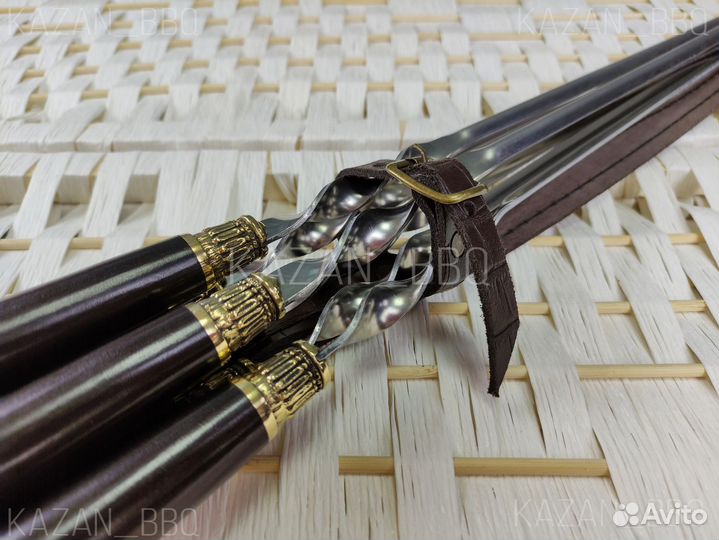 Шампура с деревянной ручкой с литьем, в чехле
