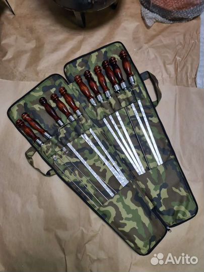 Комплект шампуров в чехле с замком и ножиком