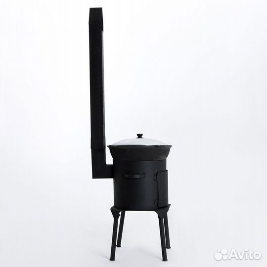 Печь под казан 10 л, с дымоходом, с дверцей и съем