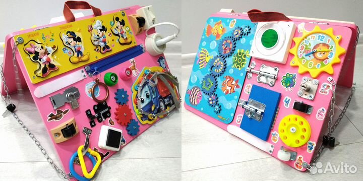 Бизиборд двухсторонний, доски и домики