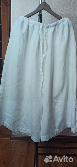 Брюки кюлоты женские льняные белые