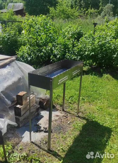 Большой сборный стальной мангал 90х90х30 см новый