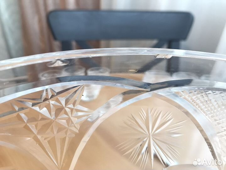 Хрустальная ваза для фруктов на ножке СССР