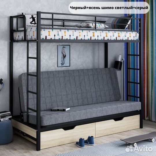 Кровать-чердак с диваном
