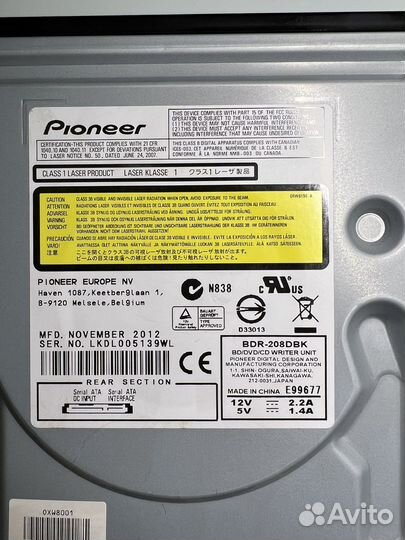 Пишущий blu-ray привод pioneer bdr-208DBK Black