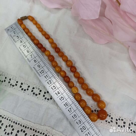 Янтарные бусы желток натуральный янтарь (сзр)