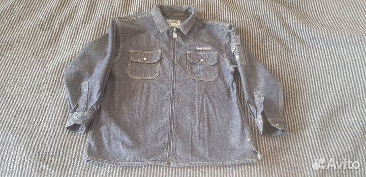 Джинсовая рубашка куртка бадлон 128-134 размер