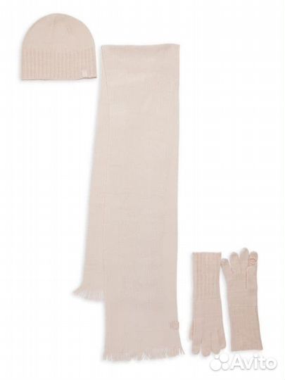 Набор шапка/шарф/перчатки calvin klein черн/беж