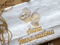 Полотенце белое "Анна Николаевна" с рыбкой