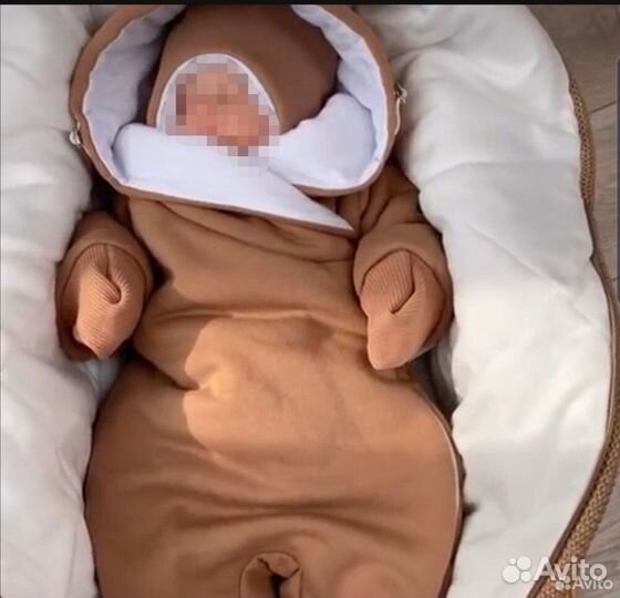 Демисезонный комбинезон-пальто, набор размер 62+