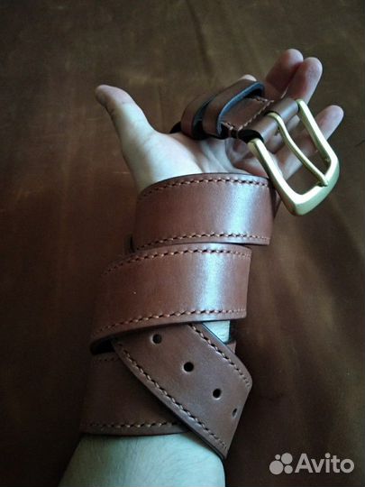 Ремень мужской из натурального чепрака. Ручная раб