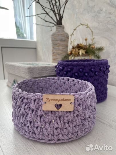 Вязанные корзинки